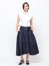Lime Denim Skirt - Dark Indigo
