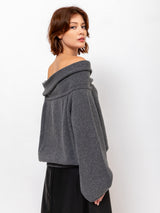 Ter et Bantine - Shawl Collar Sweater - Grey Melange - Verdalina