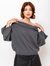 Ter et Bantine - Shawl Collar Sweater - Grey Melange - Verdalina