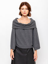 Ter et Bantine - Shawl Collar Sweater - Grey Melange - Verdalina