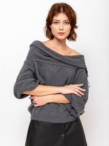 Ter et Bantine - Shawl Collar Sweater - Grey Melange - Verdalina