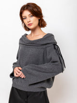 Ter et Bantine - Shawl Collar Sweater - Grey Melange - Verdalina