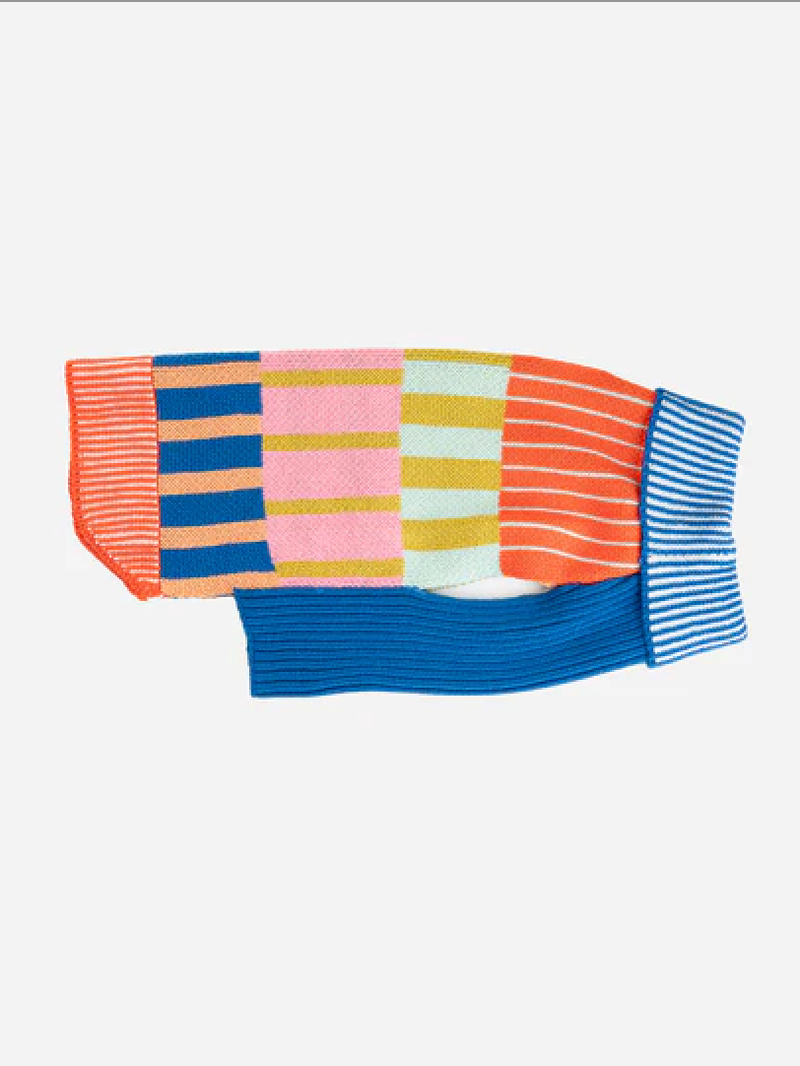 Patchwork Stripe Dog Sweater - Rainbow