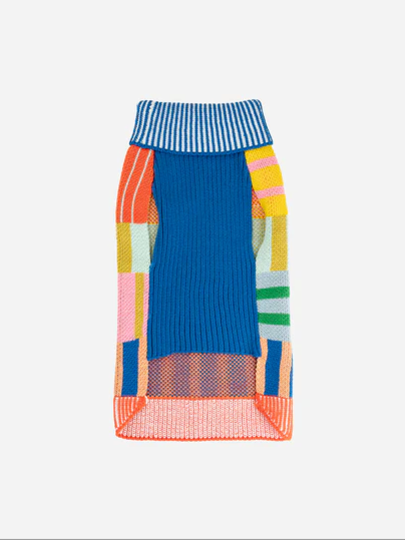 Patchwork Stripe Dog Sweater - Rainbow