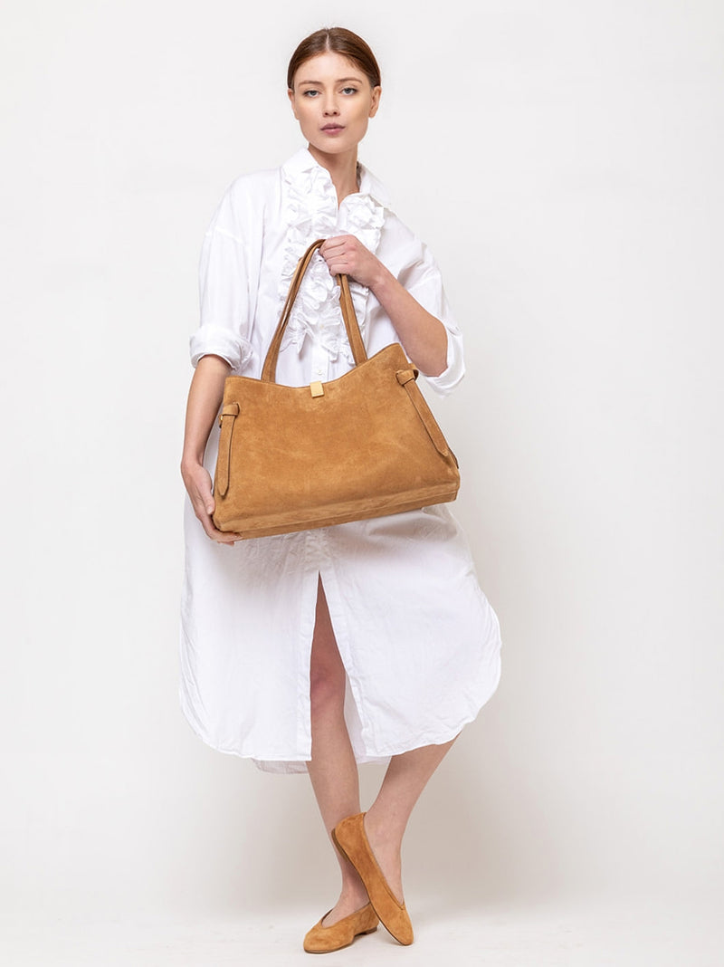 Yuzefi | Gyoza Tote - Cognac Suede | Verdalina