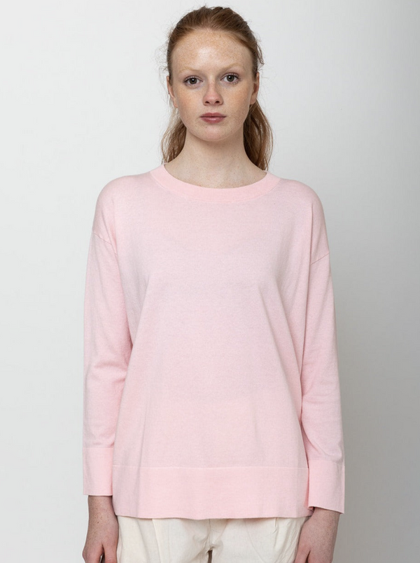 Allude - Round Neck Sweater - Pale Pink - Verdalina