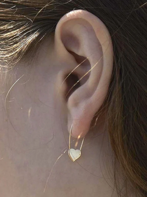 Loren Stewart - Heart Safety Pin Earring 14K Rose Gold -Single- - Verdalina