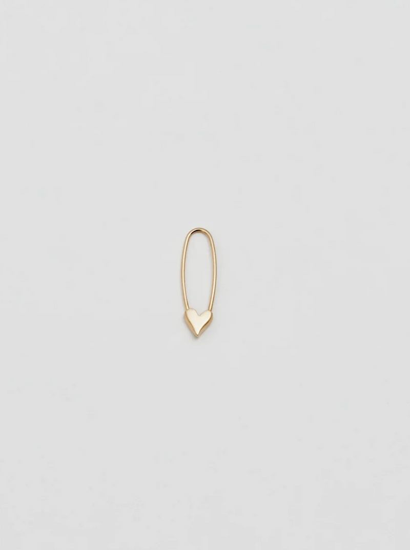 Loren Stewart - Mini Heart Safety Pin Earring - Yellow Gold - Verdalina