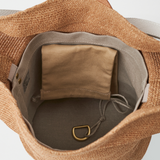 Mature Ha - Paper Abaca Braid Tall Shoulder Bag - Bronze Gold with Brown Handle - Verdalina