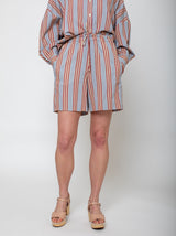 Tela - Violetta Shorts - Grey with Red Stripes - Verdalina