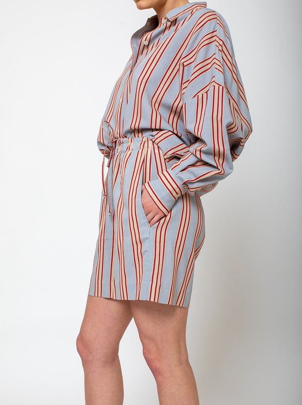 Tela - Violetta Shorts - Grey with Red Stripes - Verdalina
