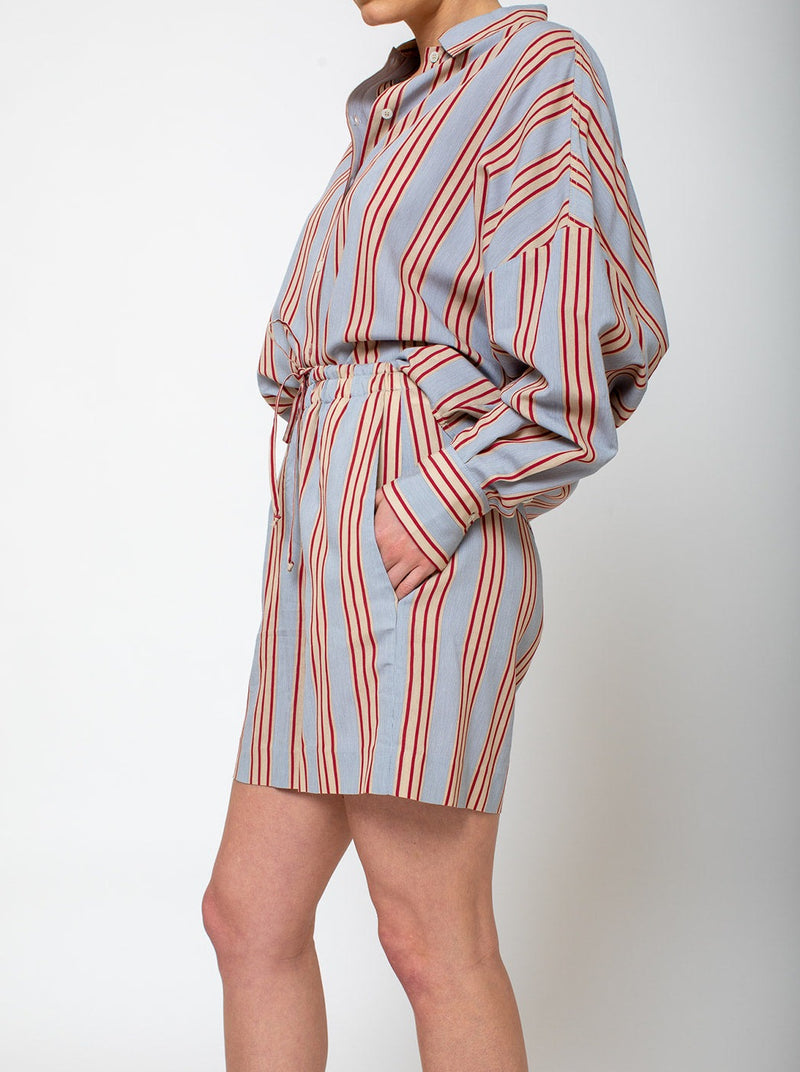 Tela - Violetta Shorts - Grey with Red Stripes - Verdalina
