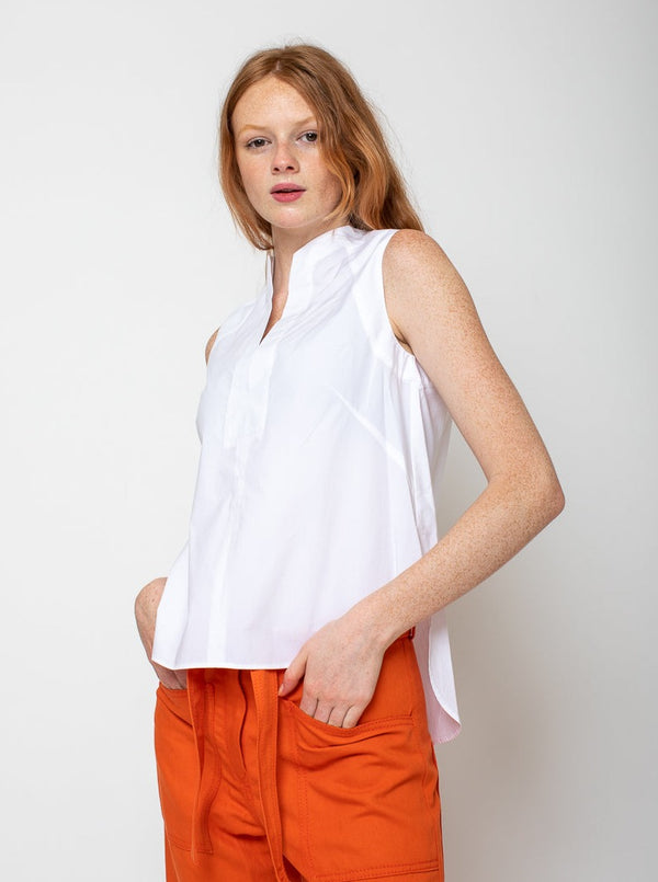 Odeeh - Sleeveless Poplin Shirt - White - Verdalina